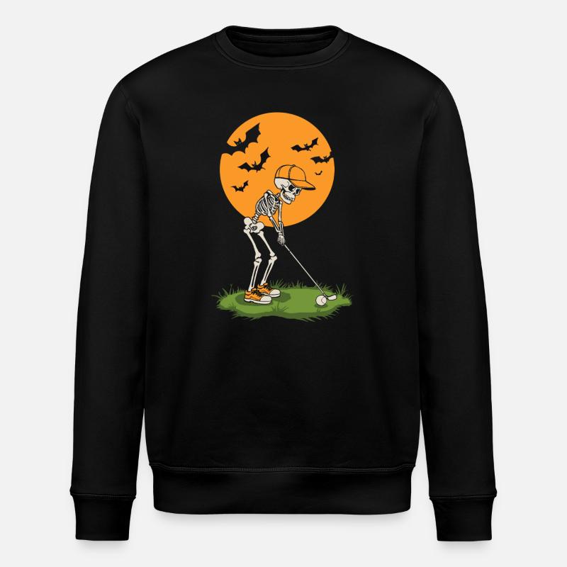 Skeleton Golf bei Mondschein - Stanley/Stella Unisex Bio-Sweatshirt ROLLER - Schwarz