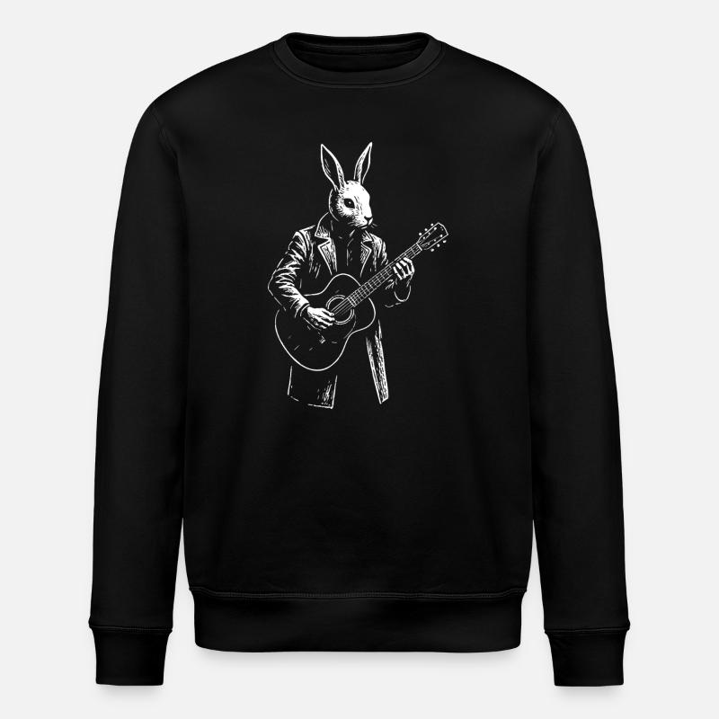 Rabbit Gitarrist im Mantel - Stanley/Stella Unisex Bio-Sweatshirt ROLLER - Schwarz