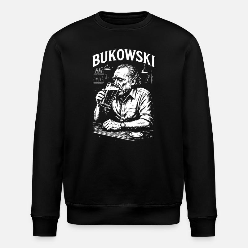 Charles Bukowski Bar-Porträt - Stanley/Stella Unisex Bio-Sweatshirt ROLLER - Schwarz