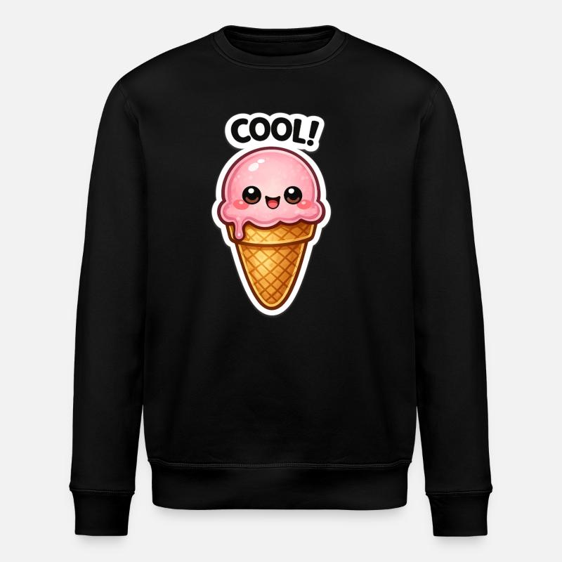Kawaii Eiscreme Sticker - Stanley/Stella Unisex Bio-Sweatshirt ROLLER - Schwarz