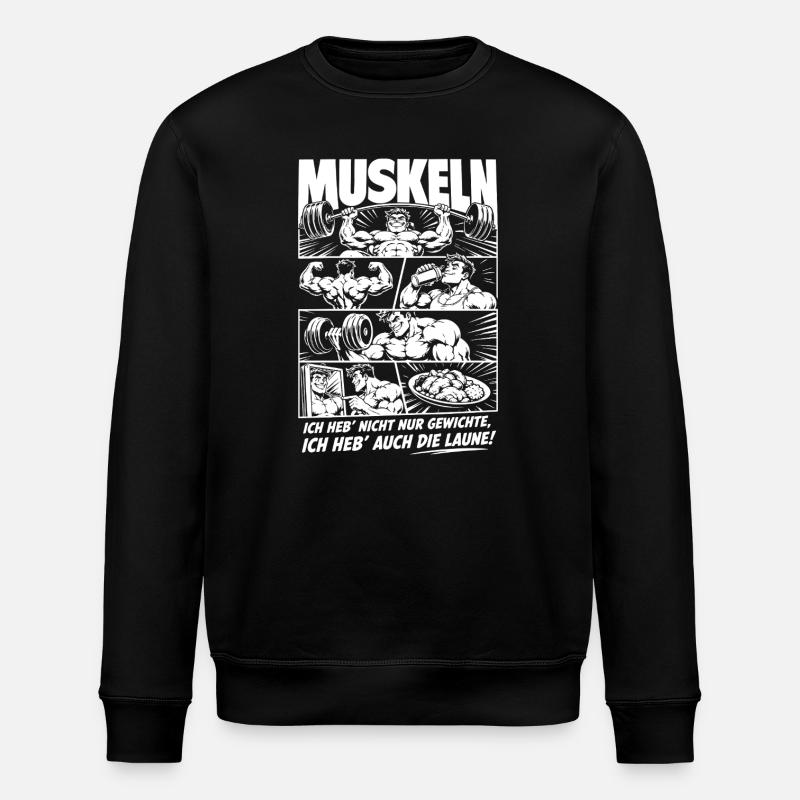 Muskel Training Comic Power Szene - Stanley/Stella Unisex Bio-Sweatshirt ROLLER - Schwarz