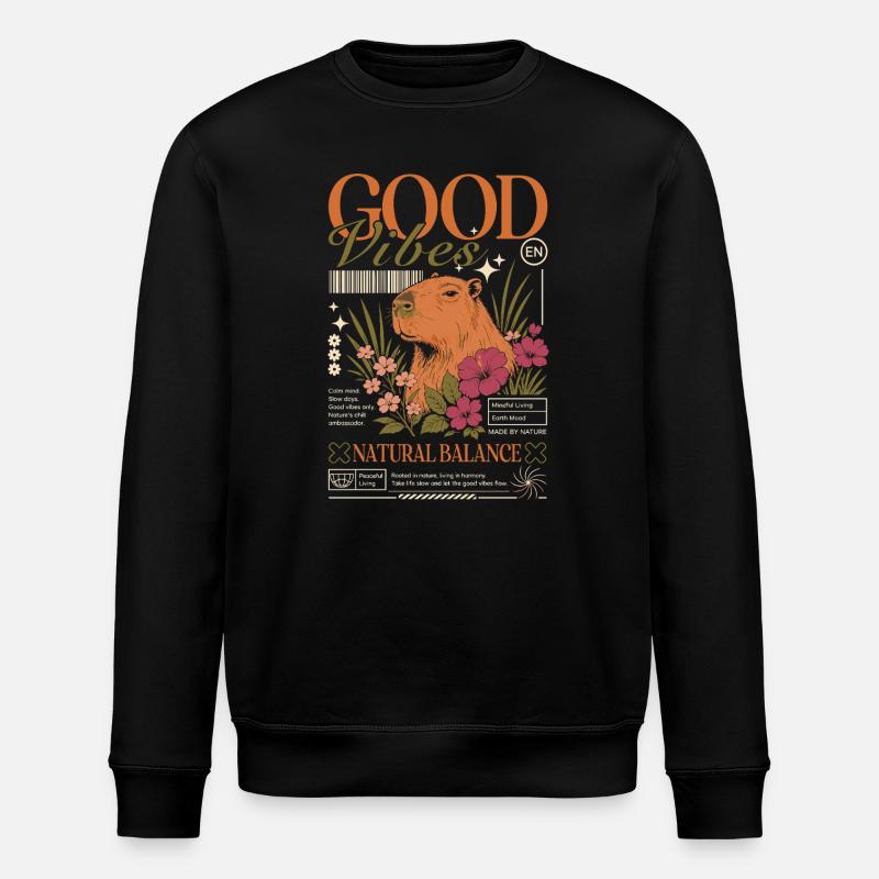 Vibes Capybara Design - Stanley/Stella ROLLER Unisex Organic Sweatshirt - black