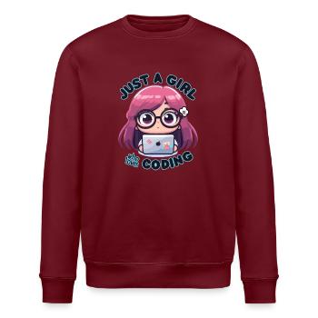 JUSTE UNE FILLE QUI AIME CODER - Sweat bio ROLLER Stanley/Stella Unisexe - bordeaux - Devant - Nik (191cm)