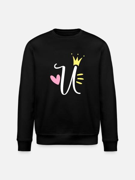 Letter U Initial Letter Crown - Stanley/Stella ROLLER Unisex Organic Sweatshirt - black