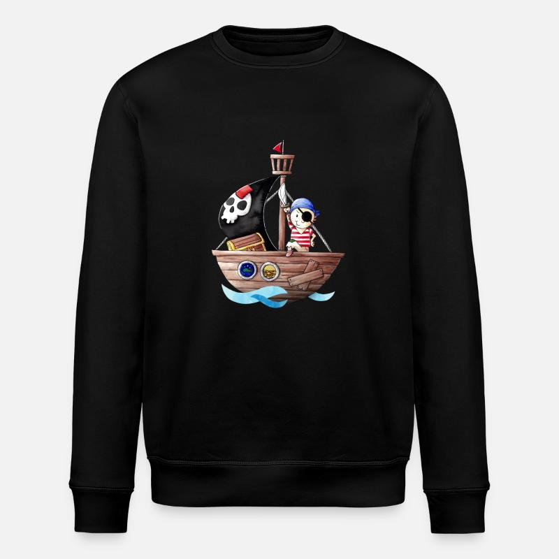 Petit pirate avec son bateau - Sweat bio ROLLER Stanley/Stella Unisexe - noir