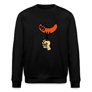 makkara wurst lustige BBQ-Cartoon-Wurstzeichnung - Stanley/Stella Unisex Bio-Sweatshirt ROLLER - Schwarz - Vorne - Nik (191cm)