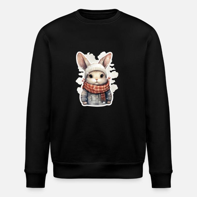 Hasen Fellnase im Winter - Stanley/Stella Unisex Bio-Sweatshirt ROLLER - Schwarz