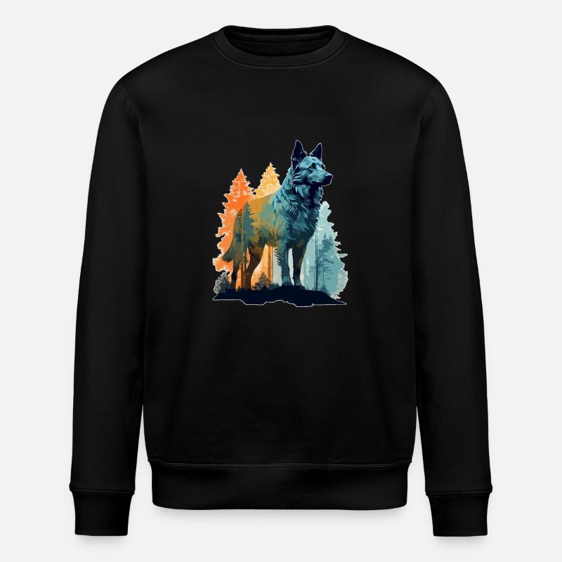 Hund in der Wildnis - Stanley/Stella Unisex Bio-Sweatshirt ROLLER - Schwarz