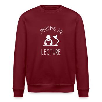 Lecture livre roman - Sweat bio ROLLER Stanley/Stella Unisexe - bordeaux - Devant - Nik (191cm)