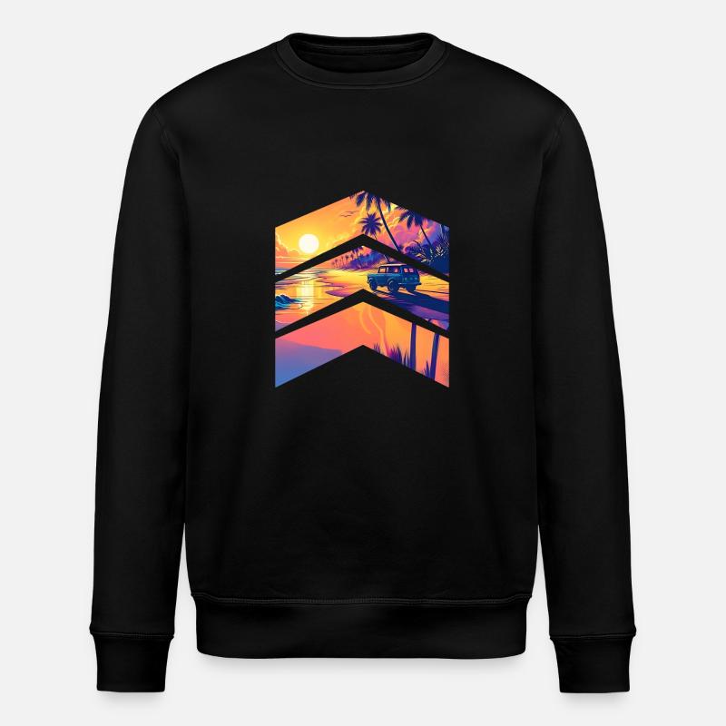 Été plages palmier surf - Sweat bio ROLLER Stanley/Stella Unisexe - noir