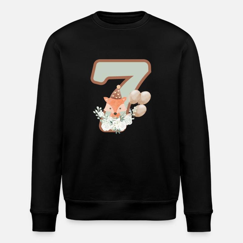 7e anniversaire renard fleurs - Sweat bio ROLLER Stanley/Stella Unisexe - noir