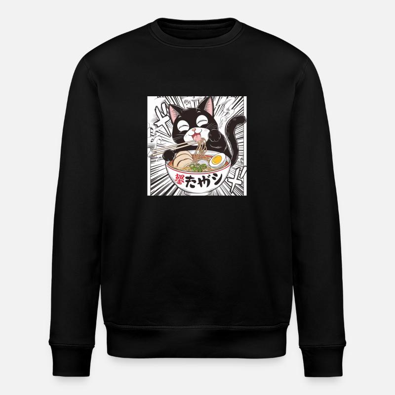Cat Ramen Noodle Japanese - Stanley/Stella Unisex Bio-Sweatshirt ROLLER - Schwarz