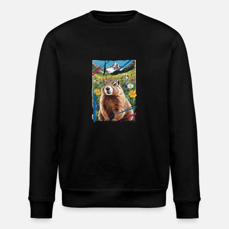 Murmeltier-Naturlandschaft - Stanley/Stella Unisex Bio-Sweatshirt ROLLER - Schwarz
