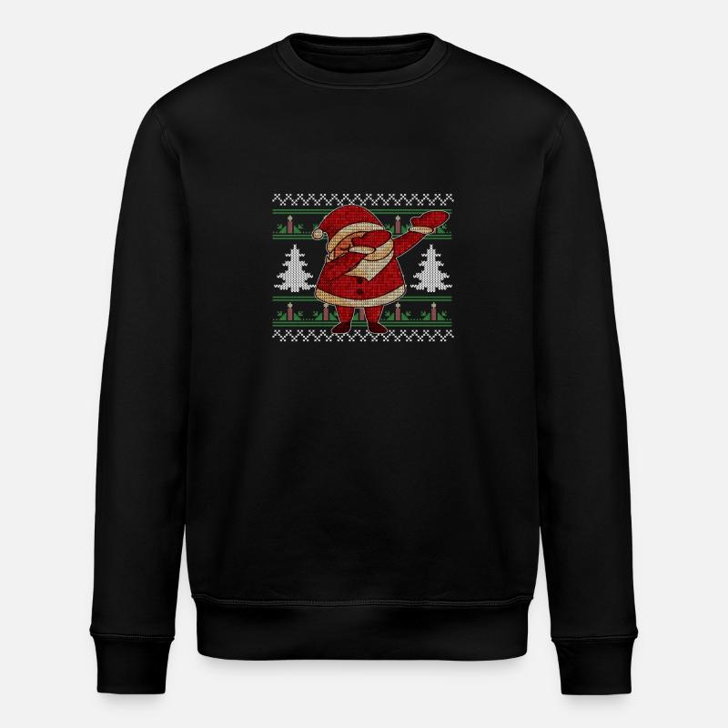 Dabbing Santa Ugly Shirt - Stanley/Stella ROLLER Unisex Organic Sweatshirt - black