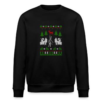music drummer ugly christmas jumper - Stanley/Stella Unisex Bio-Sweatshirt ROLLER - Schwarz - Vorne - Nik (191cm)