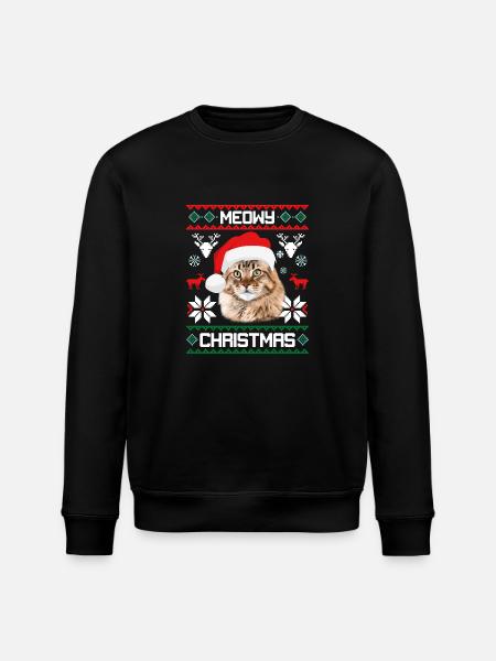 Meowy Natale Gatto Maine Coon Merry Xmas - Felpa ecologica unisex ROLLER di Stanley/Stella - nero