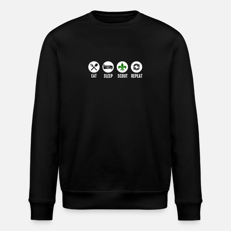 Eat Sleep Scout Repeat - Stanley/Stella ROLLER Unisex Organic Sweatshirt - black