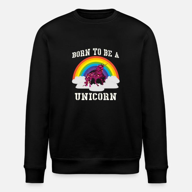 Regenbogen Einhorn - Stanley/Stella Unisex Bio-Sweatshirt ROLLER - Schwarz
