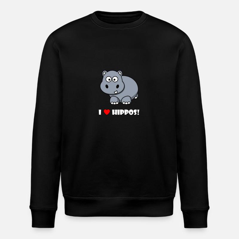 I LOVE HIPPOS # 1 - Stanley/Stella ROLLER Unisex Organic Sweatshirt - black