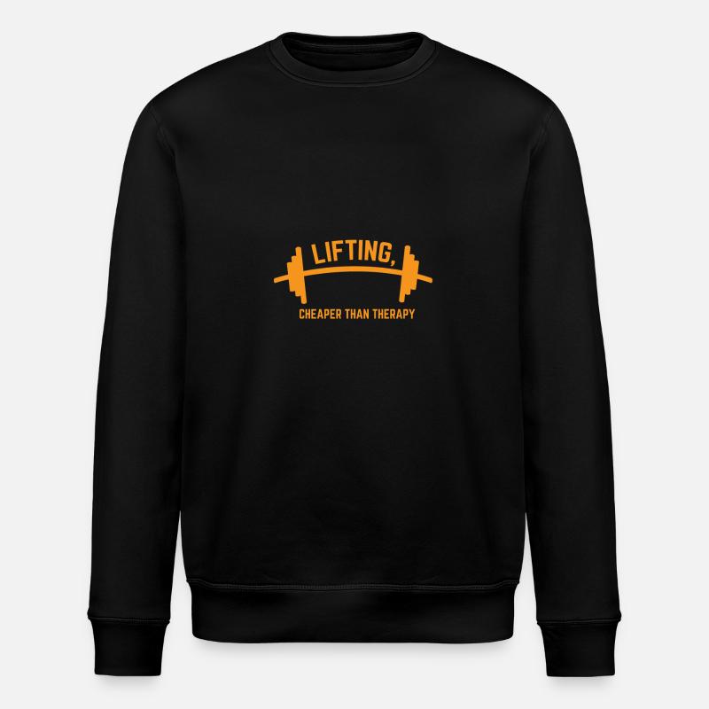 LIFTING CHEAPER THAN THERAPY GIFT - Stanley/Stella ROLLER Unisex Organic Sweatshirt - black