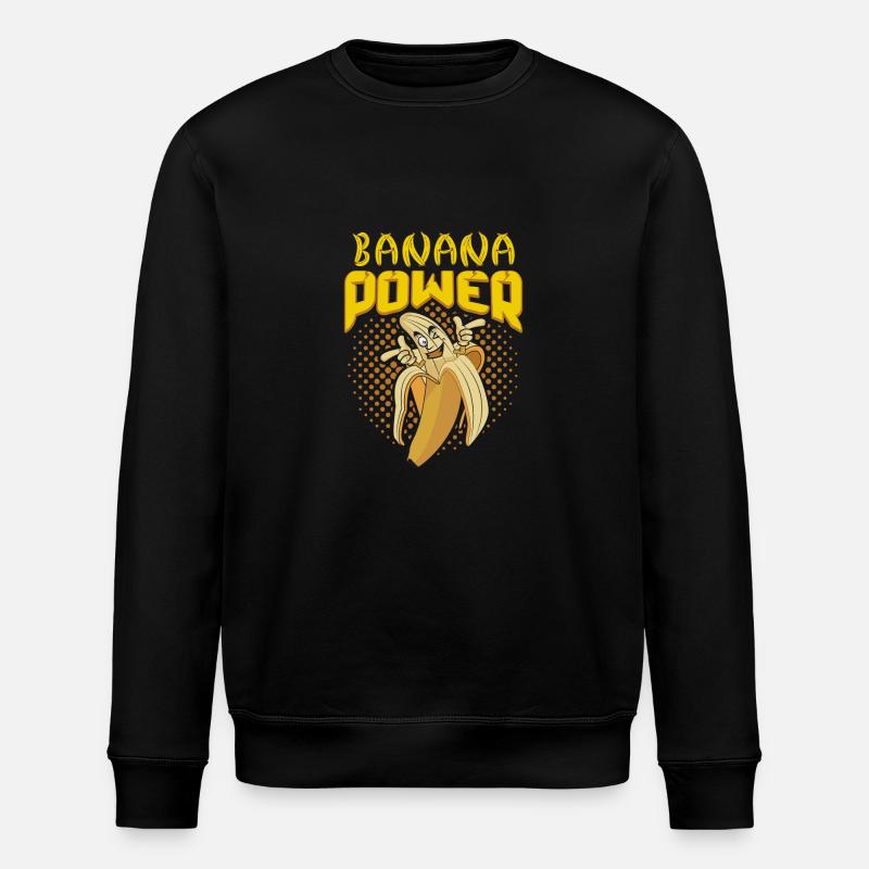 Banana Power white - Stanley/Stella ROLLER Unisex Organic Sweatshirt - black