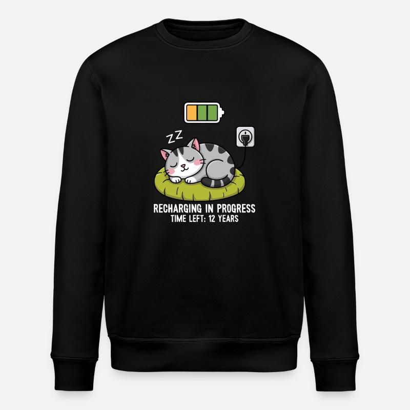 Aufladen läuft Katze - Stanley/Stella Unisex Bio-Sweatshirt ROLLER - Schwarz