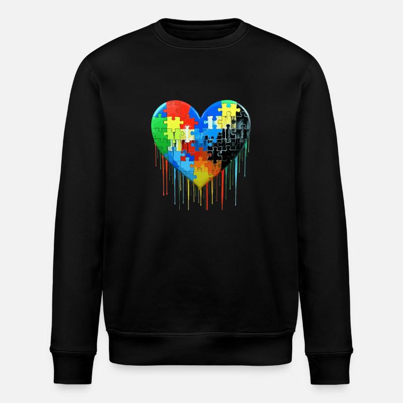 Autismus Puzzle Herz - Stanley/Stella Unisex Bio-Sweatshirt ROLLER - Schwarz