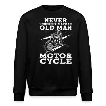 Unterschätzen Sie niemals einen alten Mann Motorrad Grafik - Stanley/Stella Unisex Bio-Sweatshirt ROLLER - Schwarz - Vorne - Nik (191cm)