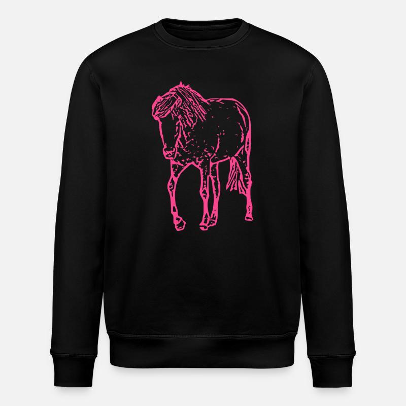 Cheval rose rose - Sweat bio ROLLER Stanley/Stella Unisexe - noir
