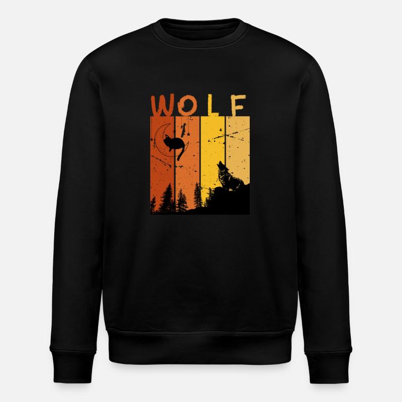 Loup rétro - Sweat bio ROLLER Stanley/Stella Unisexe - noir