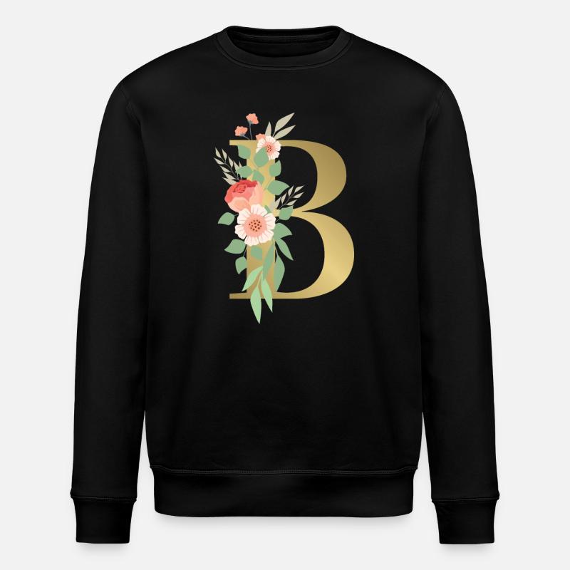 Eleganter Buchstabe 'B' mit Blumen - Stanley/Stella Unisex Bio-Sweatshirt ROLLER - Schwarz