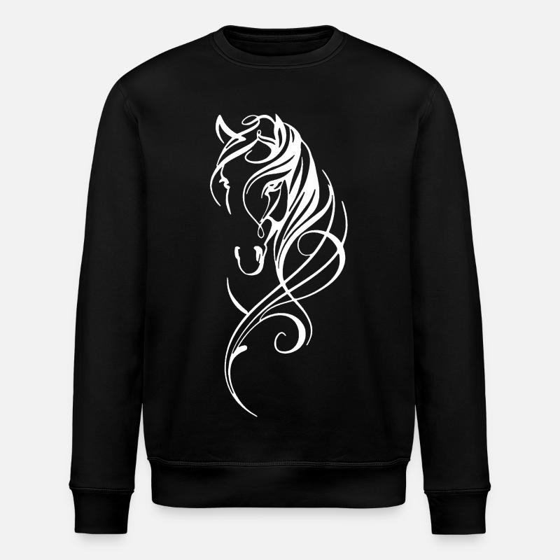 Weißes abstraktes Pferd - Stanley/Stella Unisex Bio-Sweatshirt ROLLER - Schwarz
