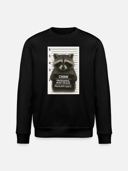 Raccoon – heart theft with a system - Stanley/Stella ROLLER Unisex Organic Sweatshirt - black