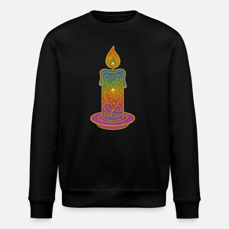 Bougie arc-en-ciel flamme paillettes design - Sweat bio ROLLER Stanley/Stella Unisexe - noir
