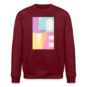 LOVE  Pastell  - Stanley/Stella Unisex Bio-Sweatshirt ROLLER - Burgunderrot - Vorne - Nik (191cm)