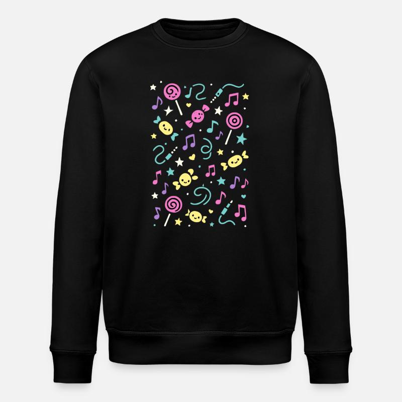 Süßer Klang – Kawaii Musikmuster - Stanley/Stella Unisex Bio-Sweatshirt ROLLER - Schwarz