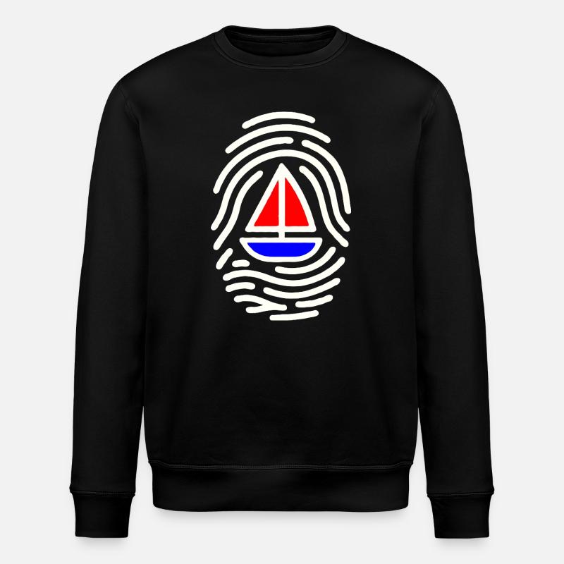 Fingerabdruck Segelboot Design - Stanley/Stella Unisex Bio-Sweatshirt ROLLER - Schwarz