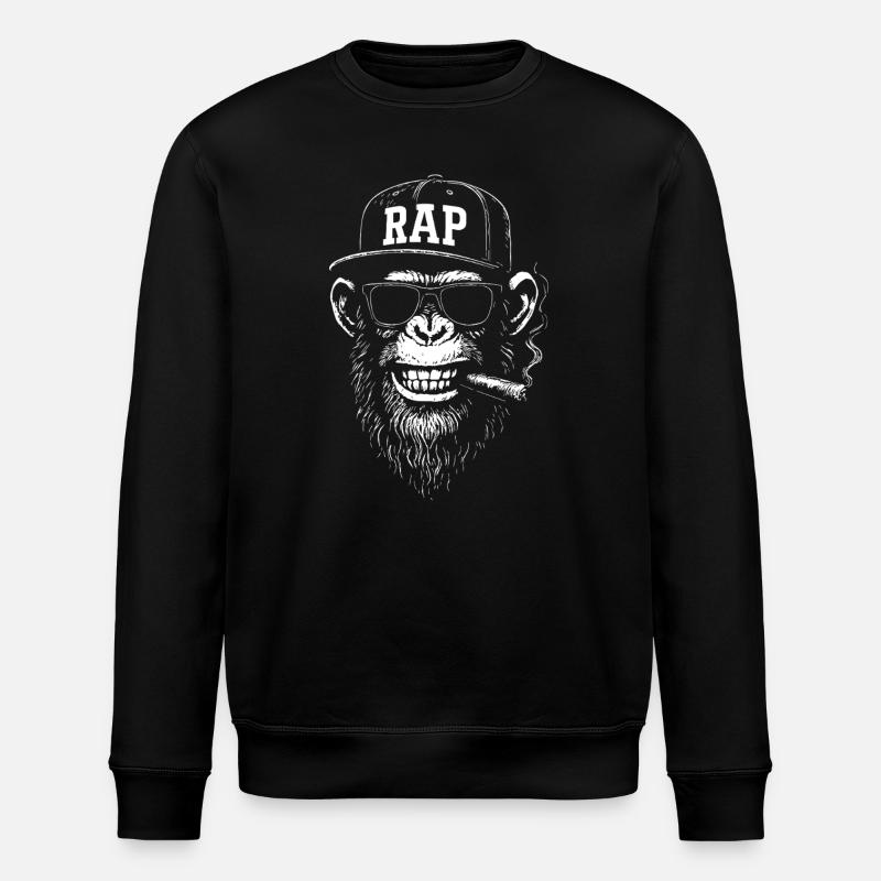 Rap Monkey Streetwear Kappe - Stanley/Stella Unisex Bio-Sweatshirt ROLLER - Schwarz