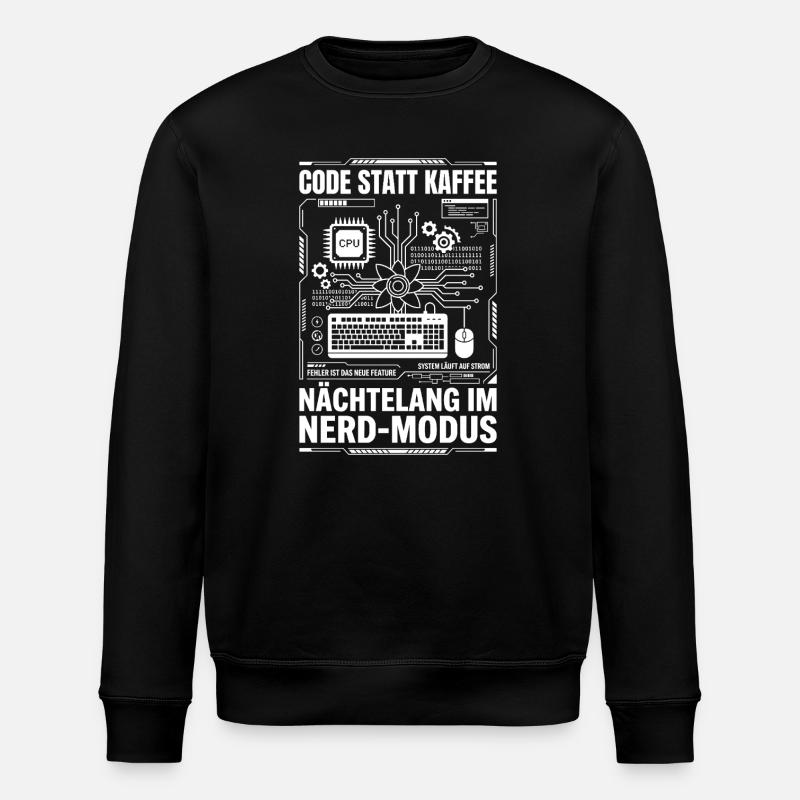 Code statt Kaffee Nerd-Modus - Stanley/Stella Unisex Bio-Sweatshirt ROLLER - Schwarz