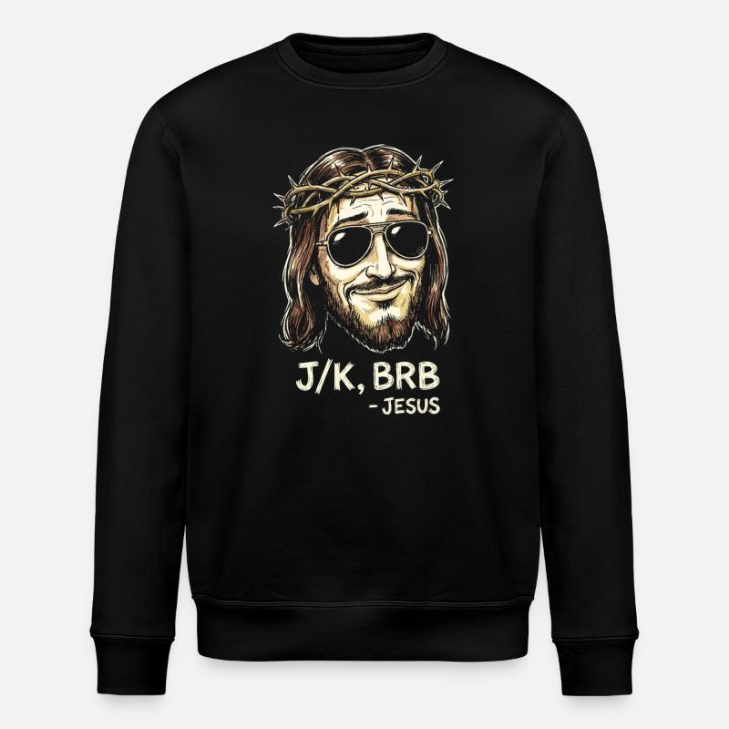 BRB Jesus mit Sonnenbrille - Stanley/Stella Unisex Bio-Sweatshirt ROLLER - Schwarz