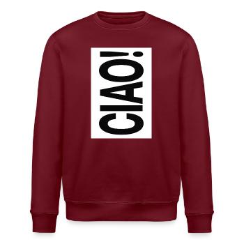 Ciao Typografie Vertikal Minimal Design - Stanley/Stella Unisex Bio-Sweatshirt ROLLER - Burgunderrot - Vorne - Nik (191cm)