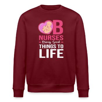 Krankenschwester Schwangerschaft Krankenhaus - Stanley/Stella Unisex Bio-Sweatshirt ROLLER - Burgunderrot - Vorne - Nik (191cm)
