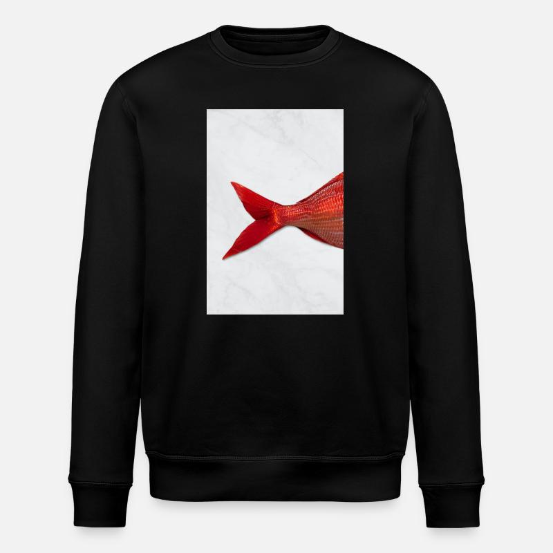 Red Fish Minimal Art Design - Stanley/Stella ROLLER Unisex Organic Sweatshirt - black