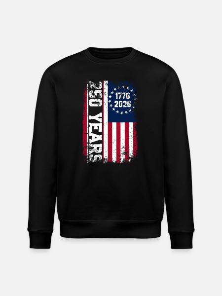 USA Flag Rust Style 1776–2026 - Stanley/Stella ROLLER Unisex Organic Sweatshirt - black
