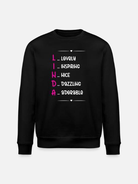 Linda Name Acrostic - Stanley/Stella ROLLER Unisex Organic Sweatshirt - black
