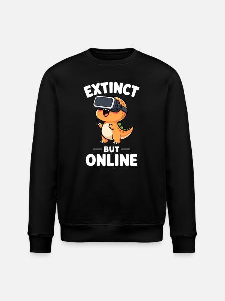 Dino T-Rex Virtual Reality Gamer Saying - Stanley/Stella ROLLER Unisex Organic Sweatshirt - black