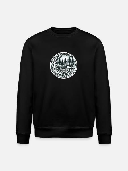 Wolf im Wald - Stanley/Stella Unisex Bio-Sweatshirt ROLLER - Schwarz