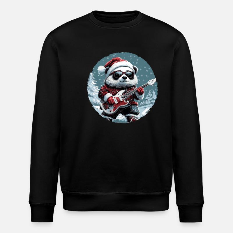 Guitare Rocker de Noël Panda - Sweat bio ROLLER Stanley/Stella Unisexe - noir