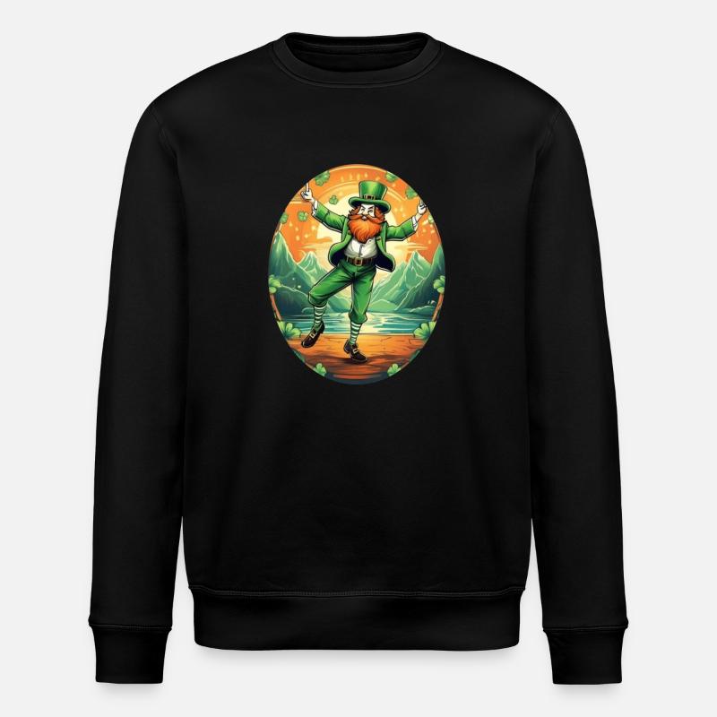St. Patrick's Day Shamrock Dancing - Stanley/Stella ROLLER Unisex Organic Sweatshirt - black