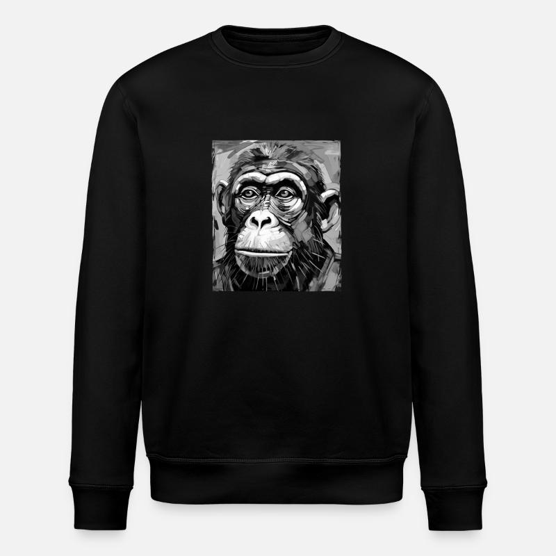 Monkey Portrait - Stanley/Stella ROLLER Unisex Organic Sweatshirt - black